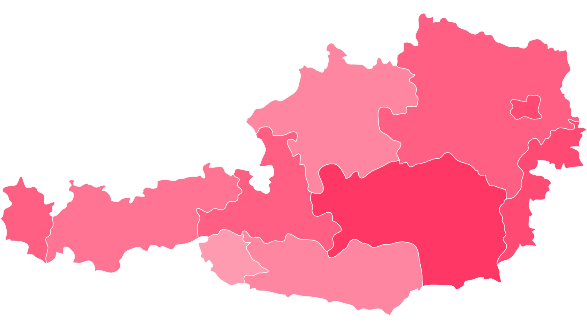 Karte von Österreich mit markierten Bundesländern, gestaltet von Socialfood, als Symbol für professionelle Food-Fotografie Österreich.