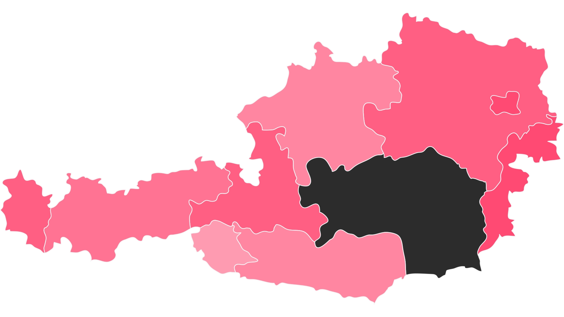 Karte von Österreich mit Fokus auf die Steiermark, hervorgehoben für Food-Fotografie Steiermark von Socialfood – professionelle Inszenierung kulinarischer Produkte.